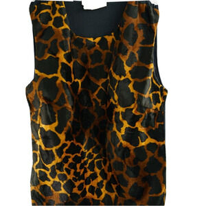A. Byer Leopard Print Shirt Women's Small Black & Brown Pullover Sleeveless Top
